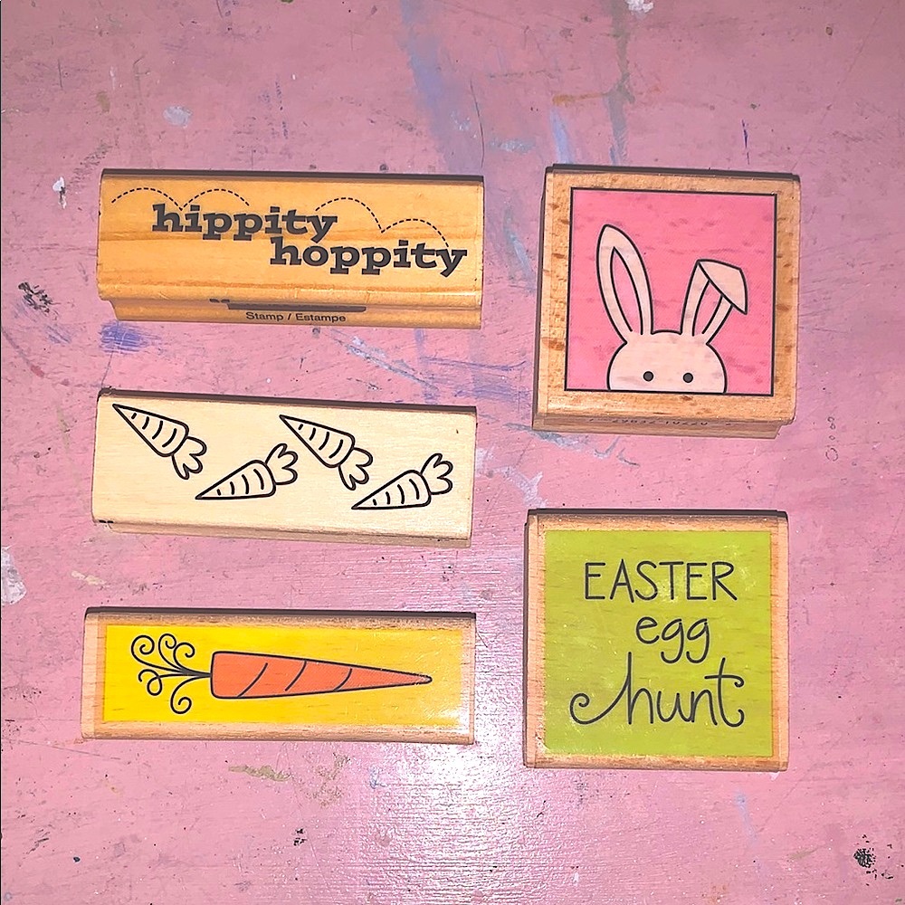 5pc Easter Themed Stamp Set - Rubber / Wood - Like-New